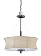 Nuvo 60/1446 Camel Houndstooth Fabric Shade And Frosted Diffuser Four Light Pendant, Ledgestone