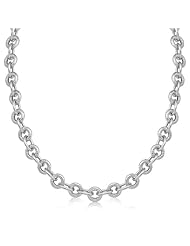 Sterling Silver Round Cable Inspired Chain Link Necklace