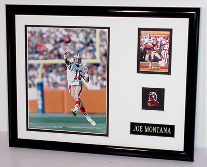 Joe Montana Photo, Card & Pin Display, Custom Framed