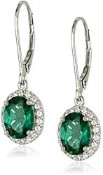 Sterling Silver Created White Sapphire Lever-Back Dangle Earrings
