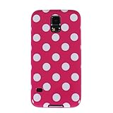 HSD Jelly Mercury TPU Rubber Skin Slim Polka Dot Case for Samsung Galaxy S5 G900I / G900A / G900F (Samsung Galaxy S5, Hot Pink)