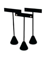 Home: 3 Black Velvet Earring T Stand Showcase Displays 5.75"