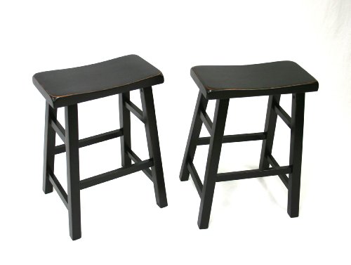 Buy Set Of 2 Heavy Duty Saddle Seat Bar Stools Counter Stools 24 Black Boatskagachimallsshoppings