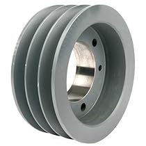 TB Woods 363B Classical V-Belt Sheave, B Belt Section, 3 Grooves, SH Bushing required, Ductile Iron, 3.95