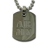 Army Dog Tag Necklace / Military Chain (Made in USA). Gun metal pendant tag with sandblasted engraved design. Wear with Military gear or U.S. Army Military Uniform! Great as a current soldier ring gift or Military Veteran Ring gift of appreciation! (Style US Army)