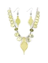 Sterling Silver Faceted Lemon Quartz Necklace Earrings Set