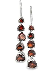 CleverEve Luxury Series Sterling Silver Dangling Hearts French Wire Earrings w/ Genuine Garnet Gemstones String