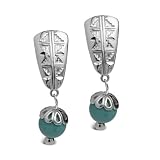 Sterling Silver Blue Turquoise Drop Earrings (Clip)
