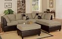 3pcs Sectional Sofa Set with Ottoman in Pebble Finish