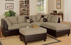 Low price 3pcs Sectional Sofa Set with Ottoman in Pebble Finish