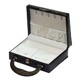 Black Purse Style Jewelry Valet Organizer With Decorative Flower
