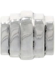 Sterling Silver Striped Barrel Bead Charm for most Charm Bracelets