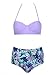 Choies Women's Nylon Push Up Bikini Top and Floral High Waist Bottom