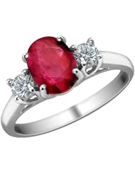 Ruby Ring with Diamonds 1.76 Carat (ctw) in 14K White Gold
