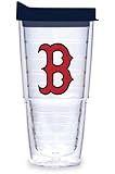 Tervis 1033847 "MLB Boston Red Sox B" Tumbler with Navy Lid, 24 oz, Clear