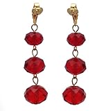 Veciputous Gold Dark Ruby Clip On Earrings
