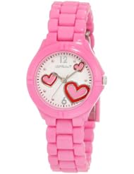 Sprout Womens ST/4009WTPK Heart Theme Printed Dial Pink Corn-Resin Bracelet  Watch