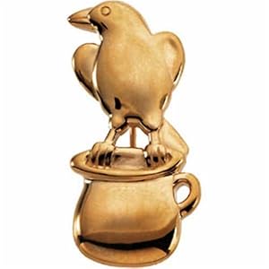 Yellow Gold Crow and Pitcher Brooch