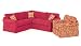 2 pc sectional sofa with rolled arms and skirted bottom