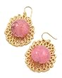 Gold Tone Pink Stone Dangle Earrings Fashion Jewelry