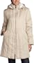Liz Claiborne Women's Three Quarter Down Hooded Jacket,Pearl,Small