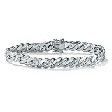 PalmBeach Jewelry Mens Platinum-Plated Diamond Accent Curb-Link Bracelet