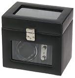Dulwich Designs - 70608 - Remontoir pour montre automatique avec compartiment coffret 3 montres - Cuir noir (prise anglaise)