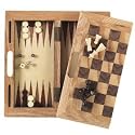 Da Vinci 16" Wood 3-in-1 Chess, Checkers, & Backgammon Set
