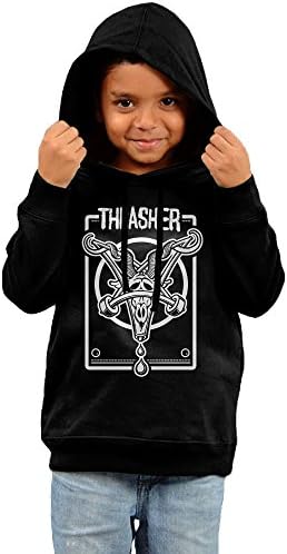 Hasbo Kid's Toddler Thrasher Magazine Logo Hoodies Hooded Sweatshirt Tops Black,5-6 Toddler