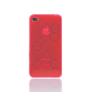 MiniSuit iPhone 4 TPU Skin Case compatible for iPhone 4G / 4th Generation 16GB / 32GB + MiniSuit LCD Cleaner keychain - Hot Pink Circle