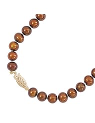 14K Yellow Gold Chocolate Fresh Water Pearl Necklace
