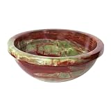 Decolav 1645-O-RED A Perfect Chisel Round Natural Stone Vessel, Cloudy Red Onyx