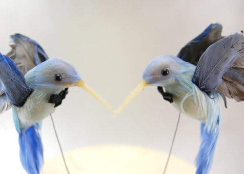 Hummingbird "Groom and Groom" Cake Topper: Humming Bird Gay Wedding Cake Topper in Sky Blue