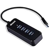 eBoot USB 3.0 4-Port Compact High Speed Hub with a Built-in 1 feet USB3.0 Cable
