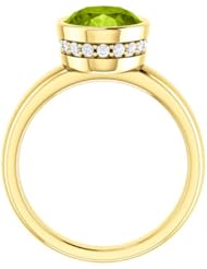 18K Yellow Gold 10.00x8.00mm Oval Cut Peridot and Diamond Ring -- LIFETIME WARRANTY