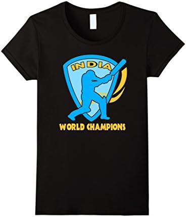 Women's India Cricket Jersey World Champions Tshirt Large Black