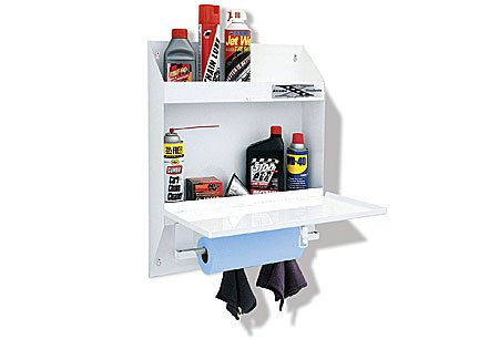 Garage/Shop Organizer Lockable Organizer w/Storage Shelf And Towel Holder White