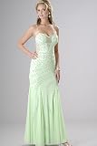 Lime Beaded Satin Stretch Evening dresses by Sean Collection