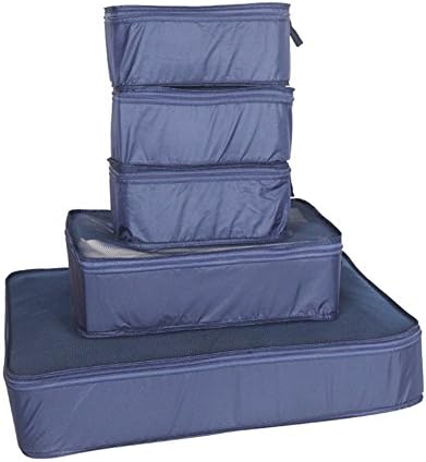 PopZeekEr® 5 Piece Kits Travel Packing Waterproof Storage Bags (dark blue)