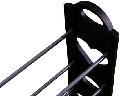 EasierLife Household 12 Pair Classics 4 Tier Free Standing Resin-iron Composite Stackable Shoe Rack, Black