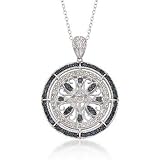 1.00ct t.w. Blue, White Diamond Filigree Circle Necklace In Silver
