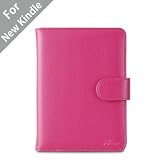 Acase(TM) Classic Kindle Leather Case (Hot pink) for 4th Generation 6" Kindle Wi-Fi w/o Keyboard (Not for Kindle Touch)