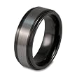 Black Ceramic Ring with Tungsten Carbide Inlay (8.0mm) - Sizes 8 - 13