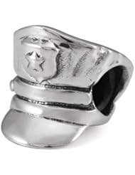 Ohm Sterling Silver Police Cap Hat Bead Charm