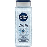NIVEA MEN Pure Impact 3-in-1 Body Wash for Body, Face & Hair, 16.9 oz Bottle (Pack of 3)