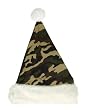 17" Army Camouflage Print Christmas Santa Hat With White Trim - Adult Size