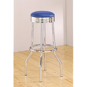 Click here to buy Set of 2 50's Retro Nostalgic Style Blue Bar Stools - 29H by AtHomeMart.