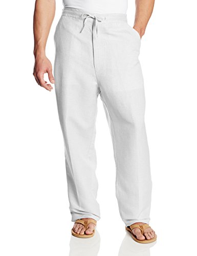 Cubavera Men's Big-Tall Linen Blend Flat Front Drawstring Pant, Bright White, 3X Big/30 Large