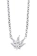 Playfully Demure Hemp Leaves Pendant Necklace on 16 Inch Chain, All in Solid 18 Karat White Gold (0.02cttw Diamonds)