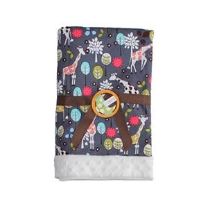 LUXURY Baby Stroller Blanket in Giraffe Garden on White Dimple Dot Minky